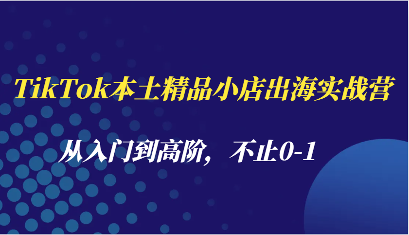 TikTok本土精品小店出海实战营，从入门到高阶，不止0-1-联创在线
