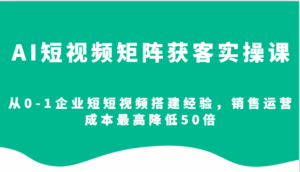 AI短视频矩阵获客实操课,从0-1企业短短视频搭建经验,销售运营成本最高降低50倍-联创在线