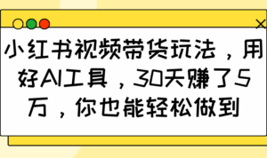 小红书视频带货玩法，用好AI工具，30天赚了5万，你也能轻松做到-联创在线