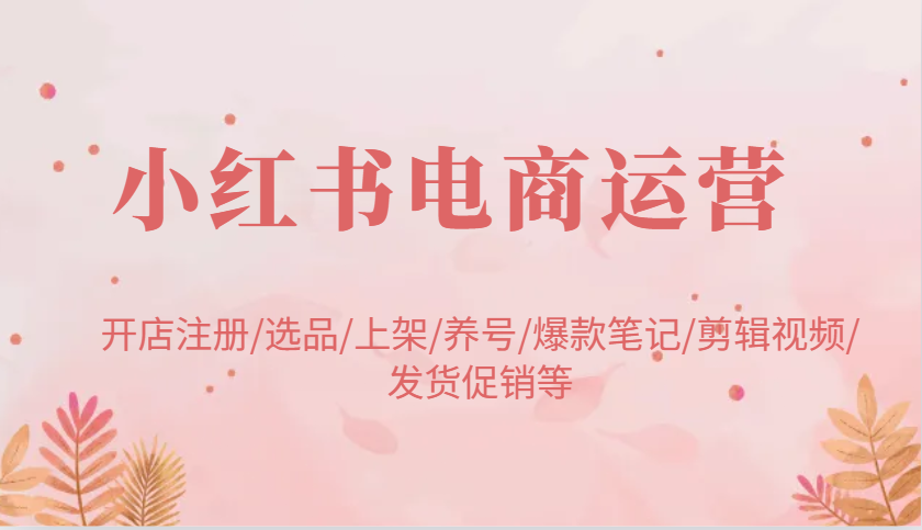 小红书电商运营：开店注册/选品/上架/养号/爆款笔记/剪辑视频/发货促销等-联创在线