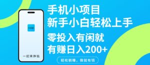 手机小项目新手小白轻松上手零投入有闲就有赚日入200+-联创在线