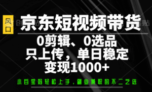 京东短视频带货，0剪辑，0选品，只上传，单日稳定变现1000+-联创在线
