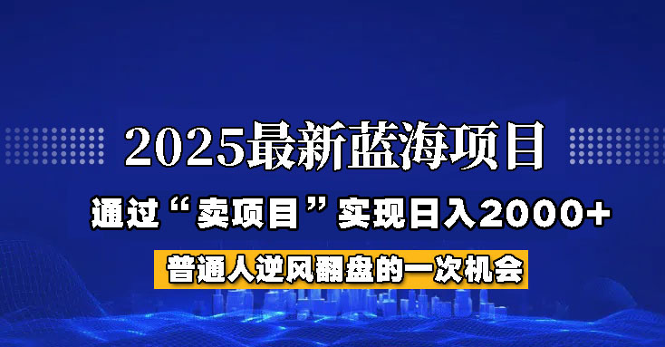 2025年蓝海项目，如何通过“网创项目”日入2000+-联创在线