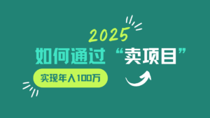 2025年如何通过“卖项目”实现年入100w-联创在线