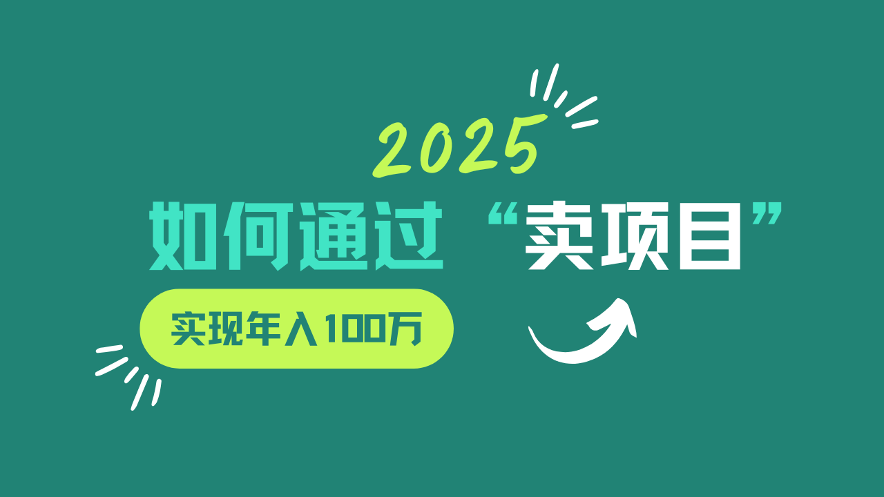 2025年如何通过“卖项目”实现年入100w-联创在线
