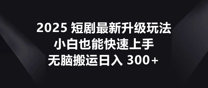 2025短剧最新升级玩法，小白也能快速上手，无脑搬运日入300+-联创在线