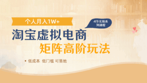 淘宝虚拟电商进阶玩法，多店矩阵倍增收益，单人月入1W+-联创在线