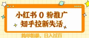 小红书 0 粉推广知乎拉新失活，简单粗暴，日入过百-联创在线