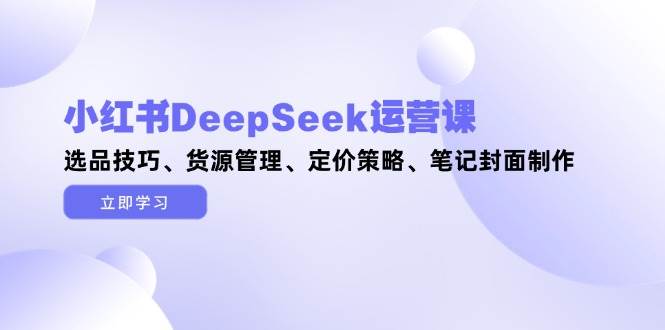 小红书DeepSeek运营课，选品技巧、货源管理、定价策略、笔记封面制作-联创在线