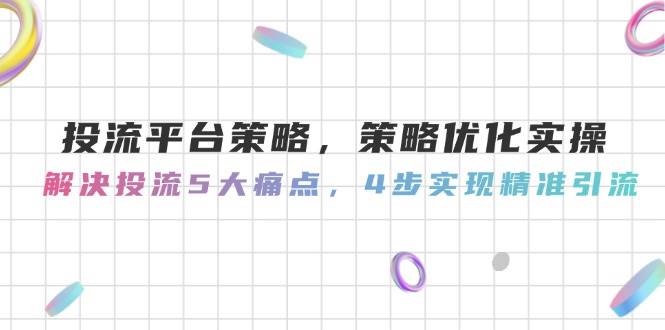 投流平台策略，策略优化实操，解决投流5大痛点，4步实现精准引流-联创在线