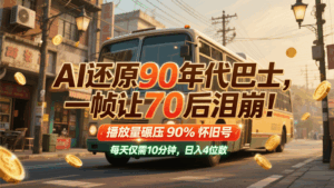 AI还原90年代巴士，一帧让70后泪崩！播放量碾压90%怀旧号，每天10分钟，日入4位数-联创在线