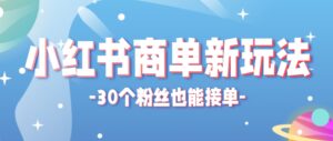 小红书商单新玩法，30个粉丝也能接单，一个月接三单赚了150+！适合新手小白操作-联创在线