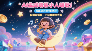 AI生成萌系小人唱歌！0基础3分钟出片，28个作品涨粉9万，日赚四位数，小白直接抄作业-联创在线