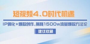 短视频4.0时代机遇：IP孵化+爆款创作，揭秘1500w流量爆款方法论-联创在线