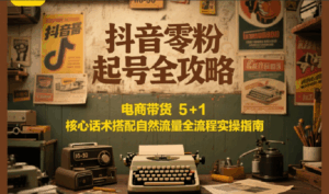 抖音零粉起号全攻略：电商带货 5+1 核心话术搭配自然流量全流程实操指南-联创在线