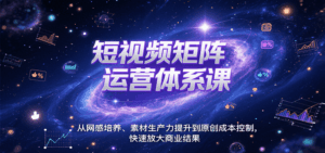 短视频矩阵运营体系课,从网感培养、素材生产力提升到原创成本控制,快速放大商业结果-联创在线