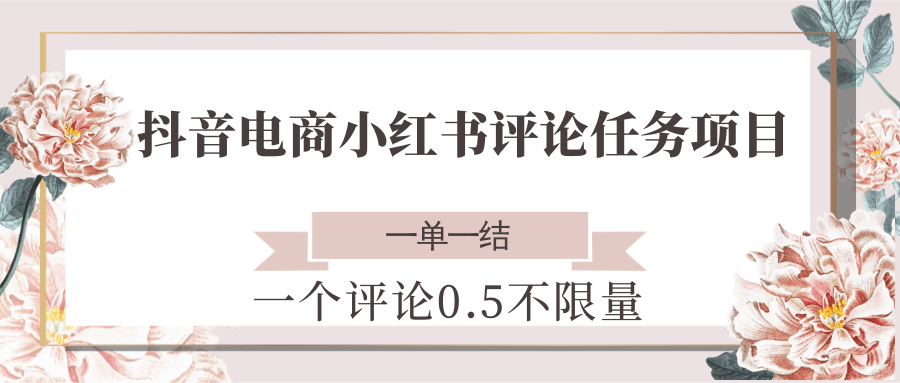 抖音电商小红书评论任务项目，一个评论0.5，一单一结 不限量-联创在线