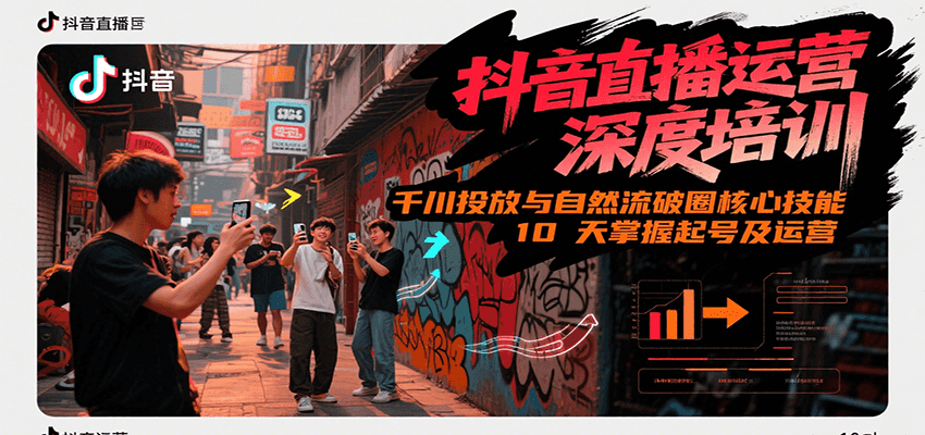 抖音直播运营深度培训，千川投放与自然流核心技能，10天掌握起号及运营(6-7月新课)-联创在线