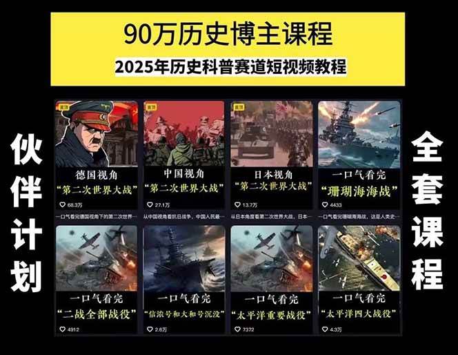 图片[1]-短视频历史赛道实战教程，手机电脑双端剪辑教程和账号运营指南与变现技巧-联创在线