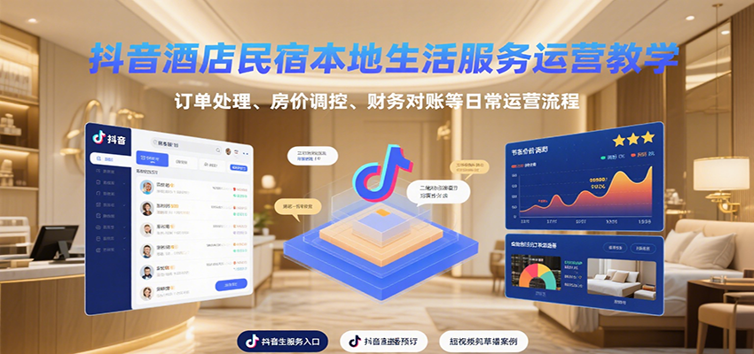 抖音酒店民宿本地生活服务运营教学，订单处理、房价调控、财务对账等日常运营流程-联创在线