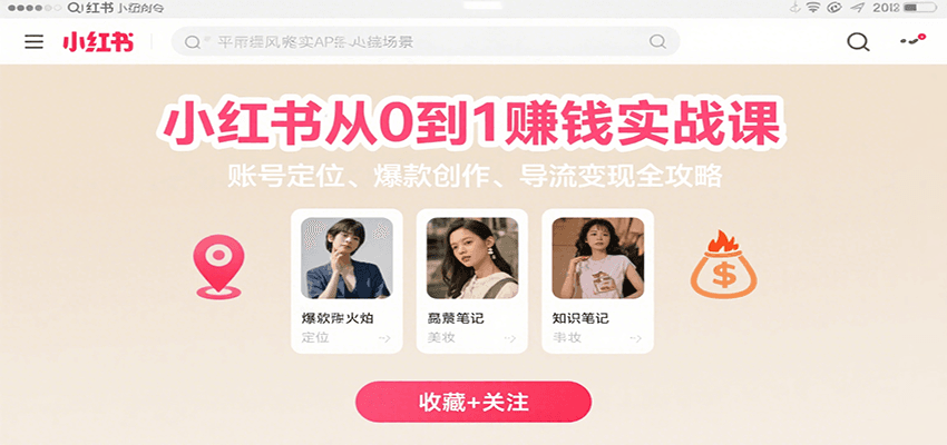小红书从0到1赚钱实战课：账号定位、 爆款创作 、导流变现全攻略-联创在线