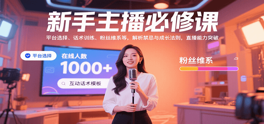 新手主播必修课:平台选择、话术训练、粉丝维系等,解析禁忌与成长法则,突破直播能力-联创在线