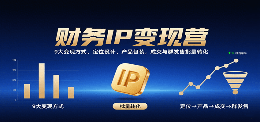 财务IP变现营：9大变现方式、定位设计、产品包装，成交与群发售批量转化-联创在线