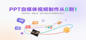 PPT自媒体视频制作从0到1:含账号运营、选题文案,讲设计动画与多领域案例变现技巧-联创在线
