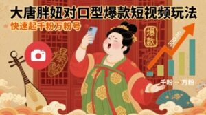 大唐胖妞对口型爆款短视频玩法，快速起千粉万粉号-联创在线