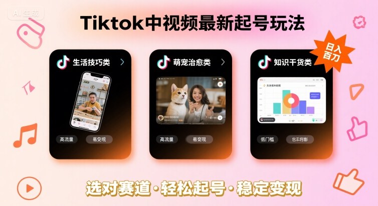 Tiktok中视频最新起号玩法，想要日入百刀，做好这几个赛道就可以了-联创在线