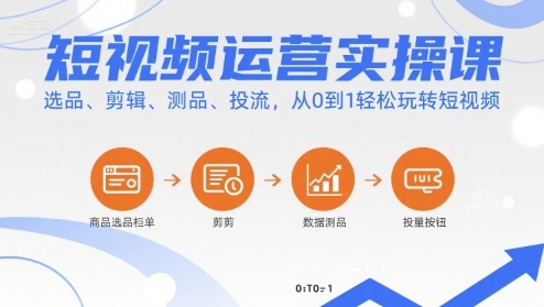 短视频运营实操课，选品、剪辑、测品、投流，从0到1轻松玩转短视频-联创在线