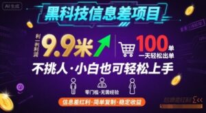 黑科技信息差项目，一单利润9.9米，一天简简单单出100单，不挑人，小白也可轻松上手【揭秘】-联创在线