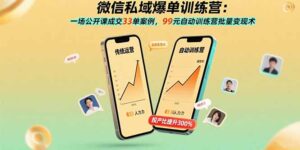 微信私域爆单训练营:一场公开课成交33单案例,99元自动训练营批量变现术-联创在线
