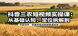 抖音三农短视频实操课：从基础认知、定位拆解到内容创作、拍摄剪辑及数据复盘投放-联创在线