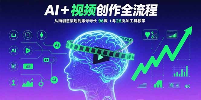 AI+短视频创作全流程：从创意策划到账号增长，96节课(含26项AI工具教学-联创在线