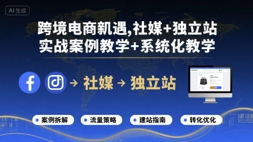 【精】跨境电商新机遇，社媒+独立站，实战案例教学+系统化教学-联创在线