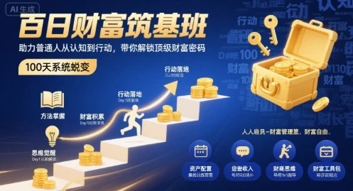【精】百日财富筑基班，助力普通人从认知到行动，带你解锁顶级财富密码-联创在线