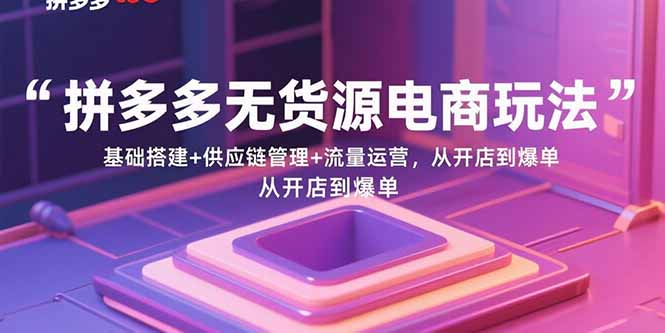 拼多多无货源电商玩法：基础搭建+供应链管理+流量运营，从开店到爆单-联创在线