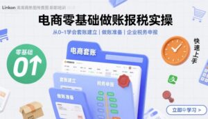 电商零基础做账报税实操快速上手,从0-1学会套账建立,做账准备,企业税务申报-联创在线