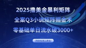2025撸美金暴利矩阵，全案小说矩阵掘金术，零基础单日流水破3000+-联创在线