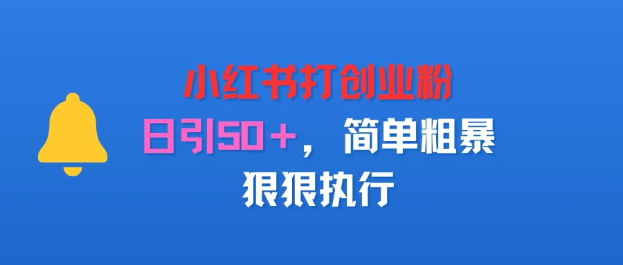 小红书打创业粉，日引50＋，简单粗暴，狠狠执行-联创在线