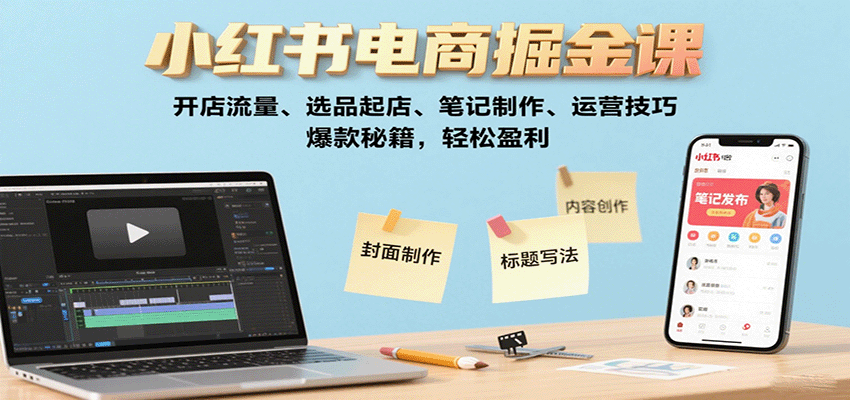 小红书电商掘金课:开店流量、选品起店、笔记制作、运营技巧,爆款秘籍,轻松盈利-联创在线