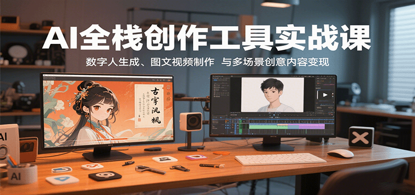 AI全栈创作工具实战课：数字人生成、图文视频制作与多场景创意内容变现-联创在线