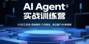 AI Agent实战训练营，COZE工作流+剪映插件+飞书联动，单日量产100条视频-联创在线