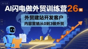 AI闪电做外贸训练营26期，外贸建站开发客户内容营销从0到3做外贸-联创在线