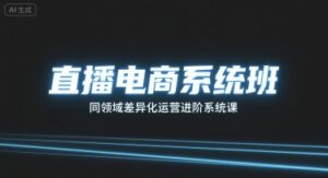 直播电商系统班,同领域差异化运营进阶系统课-联创在线