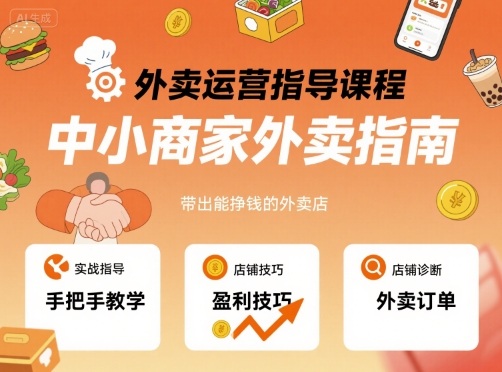 外卖运营指导课程，中小商家外卖指南，手把手带出能挣钱的外卖店-联创在线