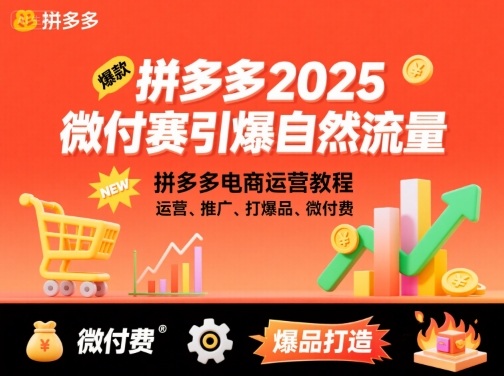 拼多多2025微付赛引爆自然流量，拼多多电商运营教程，运营、推广、打爆品、微付费-联创在线