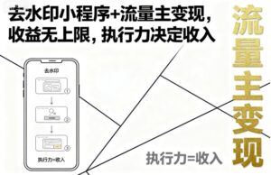 去水印小程序+流量主变现，收益无上限，执行力决定收入-联创在线