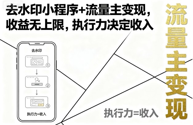去水印小程序+流量主变现，收益无上限，执行力决定收入-联创在线